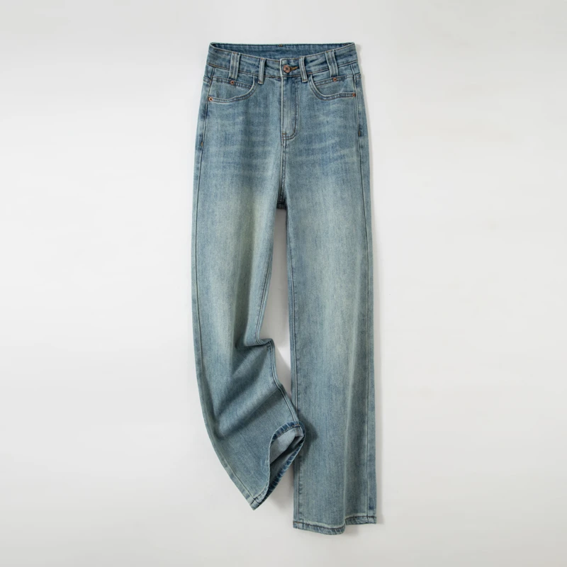 春季2025年新款直筒阔腿裤高腰显瘦百搭休闲牛仔裤子女7098