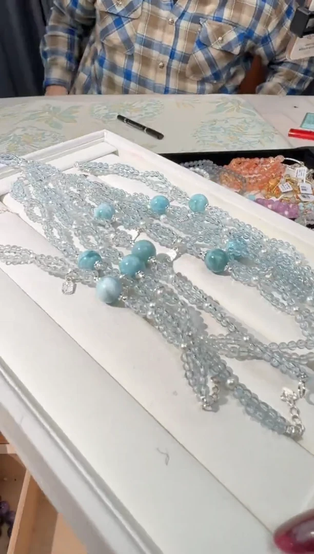 【闪购商品】海蓝宝石手链银S925镶嵌U005海蓝编织海纹单珠款