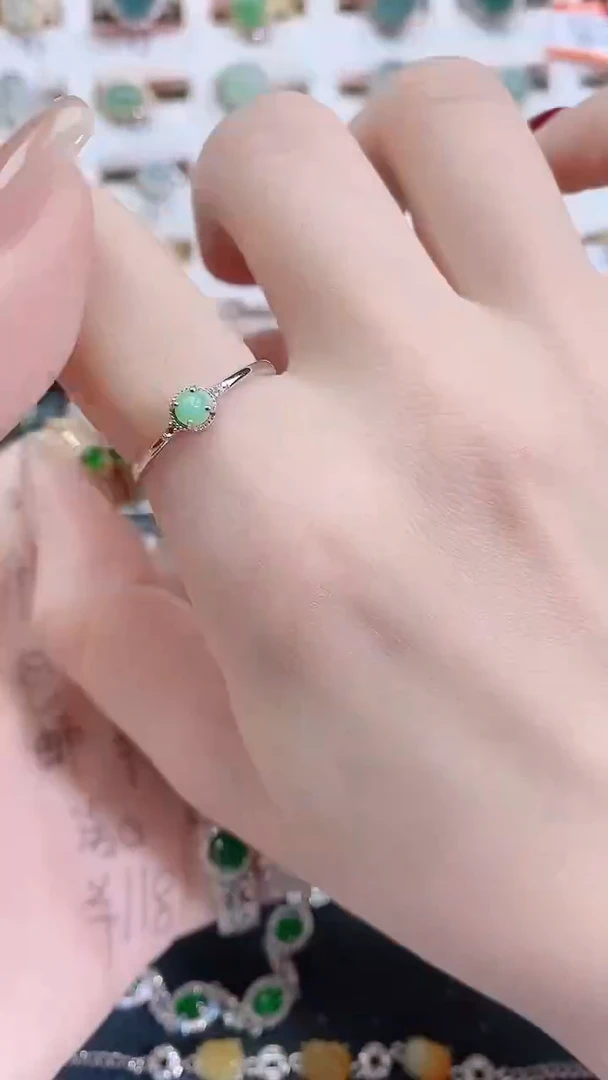 银S925镶嵌戒指翡翠天然翡翠