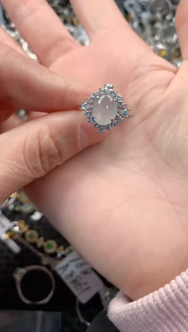 银S925镶嵌戒指翡翠888  3