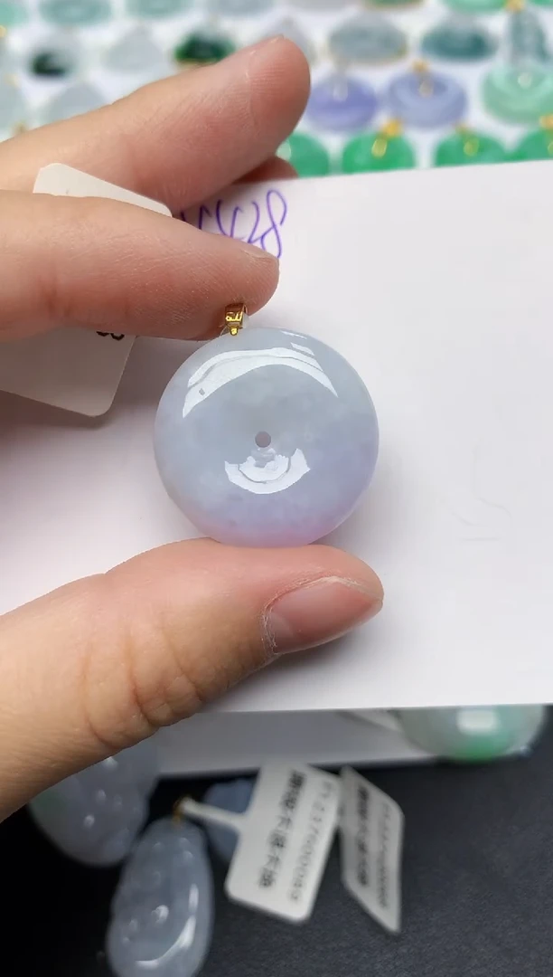 颈饰18K金镶嵌翡翠天然缅甸A货翡翠百元以上9元证书费自理