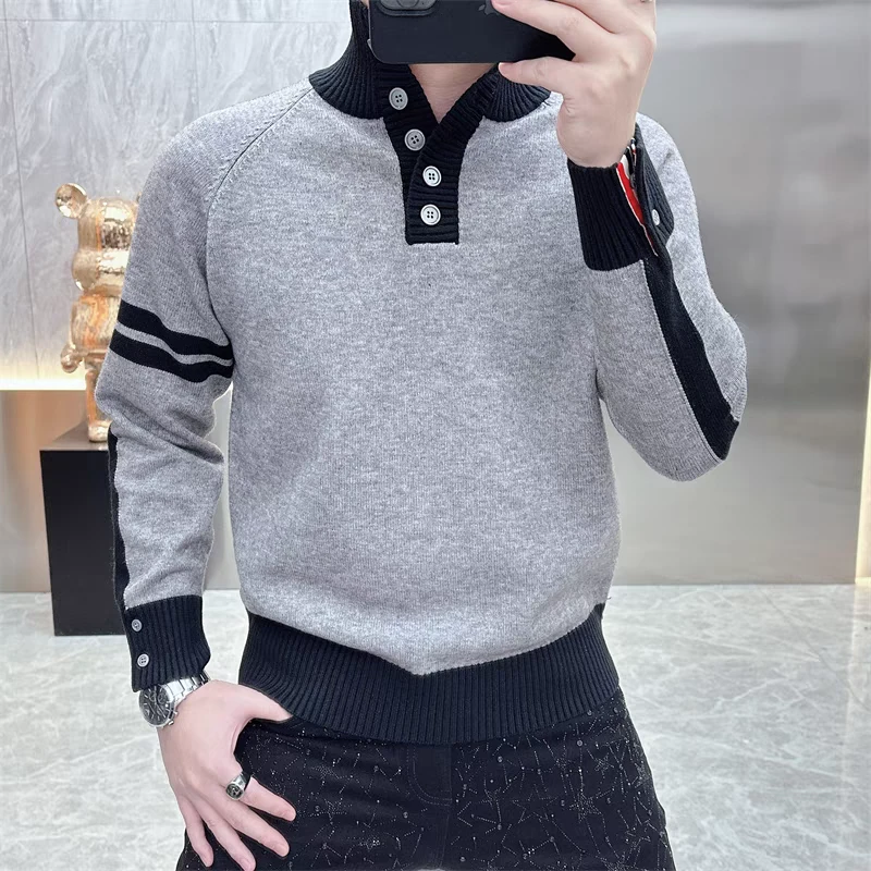 2024秋冬季新款高品质轻奢时尚立领长袖针织打底毛衣休闲潮流