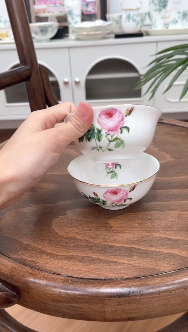 瓷片玫瑰高骨骨瓷小碗不退不换微瑕