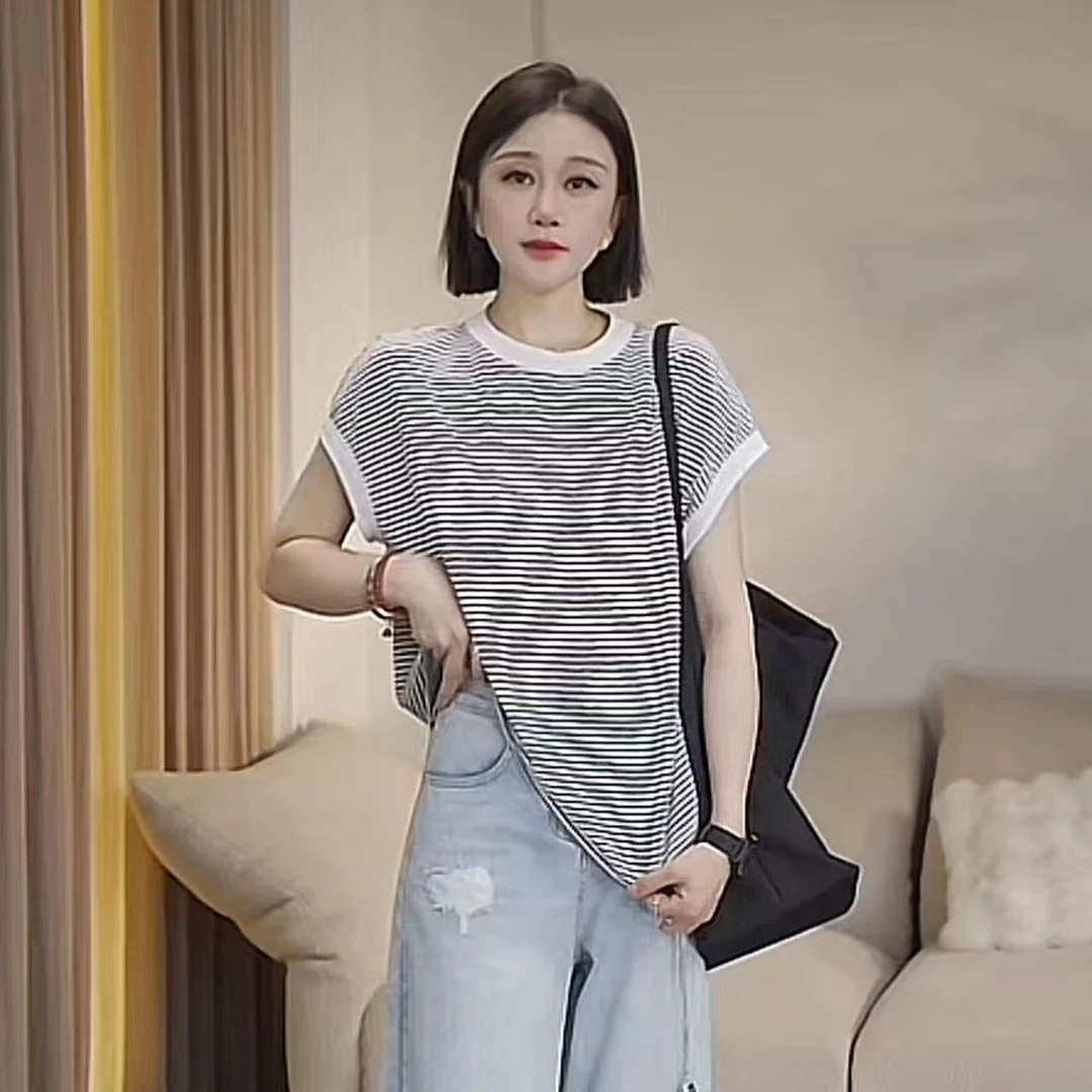 JW/静稳2025新品时尚潮流休闲宽松减龄女款针织T恤5551301
