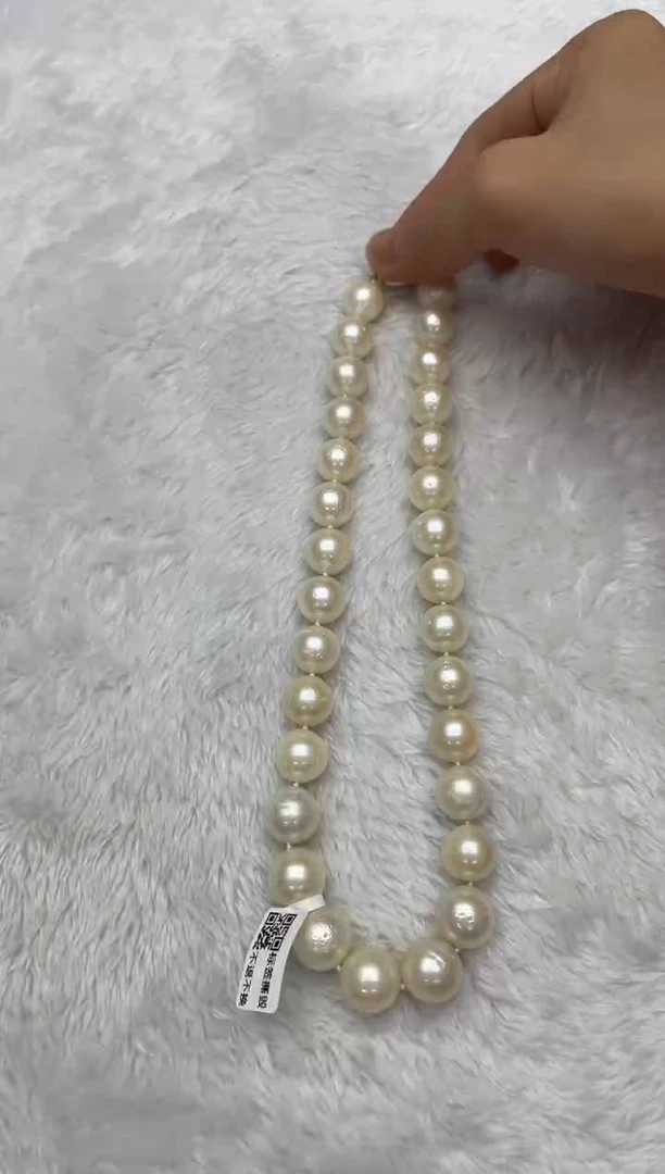 海水珍珠银S925镶嵌项链澳白12-15mm（多样性发一）