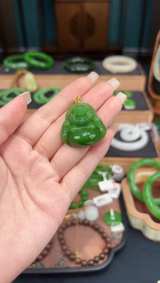 吊坠(赠链)18K金镶嵌和田玉和田玉碧玉18k佛功夫多样性发一
