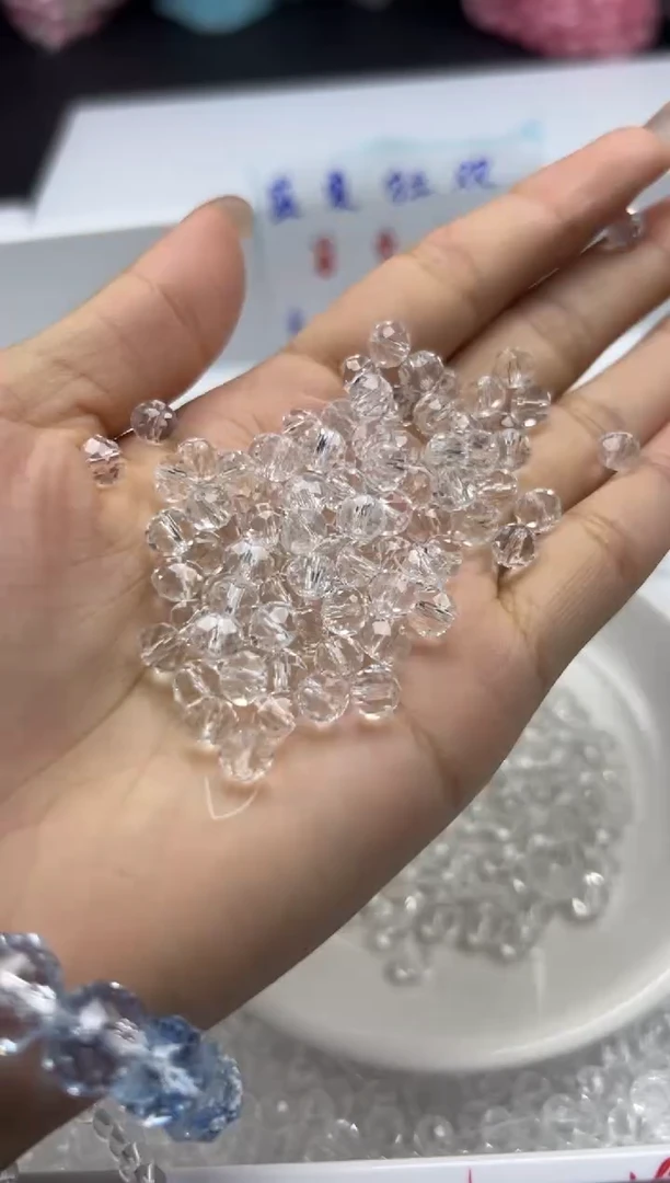未镶嵌颈饰水晶W900白水切面算盘6mm*30颗