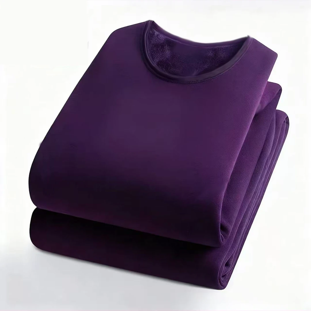 8092【棉】加绒加厚秋冬女士圆领棉亲肤无痕冬季防寒秋衣套装