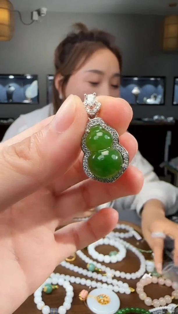 和田玉银S925镶嵌吊坠(不含链)1