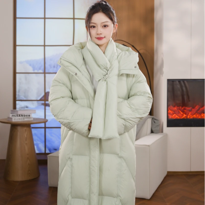 【雪中飞25年新款】秋冬保暖连帽时尚运动休闲加厚中长款羽绒服外套