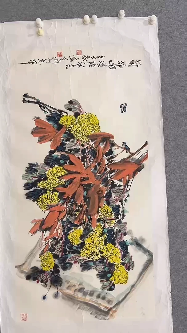 国画李纲-8平尺-花鸟作品-金