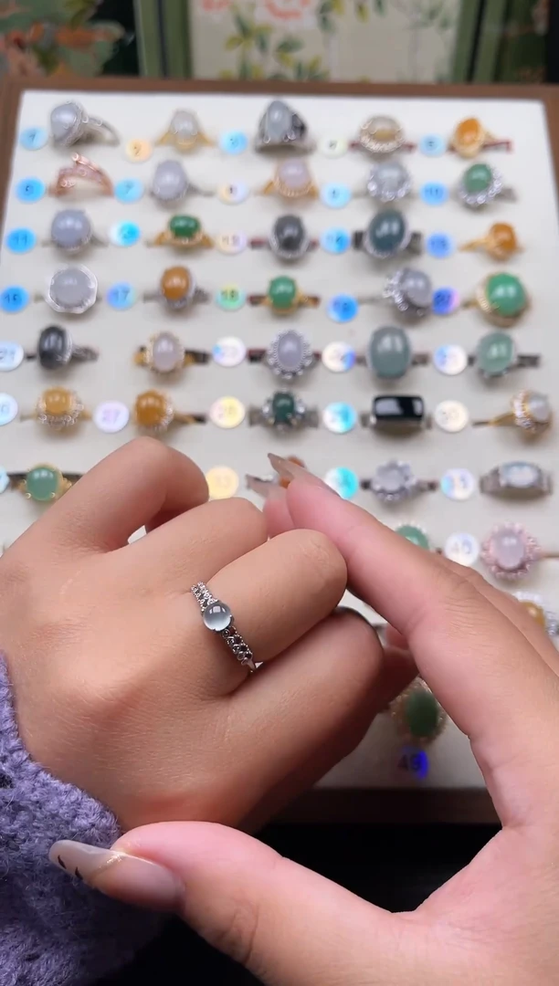 【闪购商品】翡翠戒指银S925镶嵌天然A货翡翠戒指