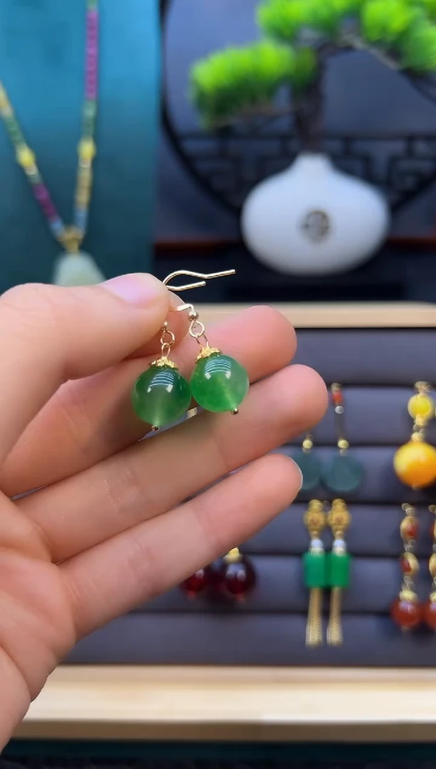【闪购商品】翡翠耳饰14K金镶嵌E363