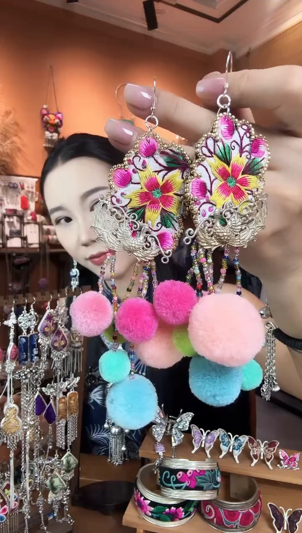刺绣纯手工民族风耳环