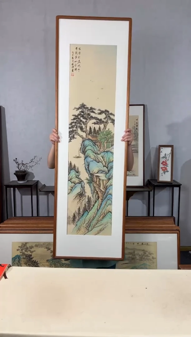 国画手绘*放怀天地外*52*172cm带框发货