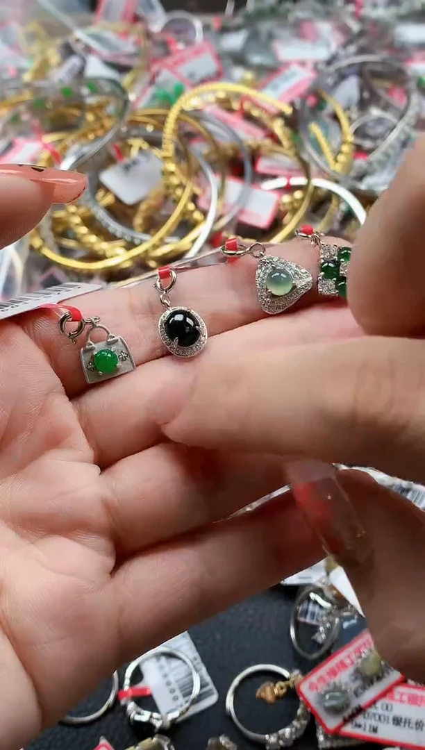 银S925镶嵌戒指翡翠天然A货缅甸翡翠