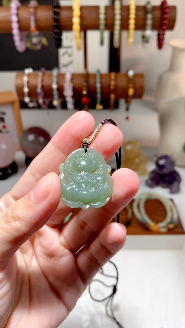 和田玉未镶嵌颈饰青黄口九尾狐吊坠 约28*25*7mm