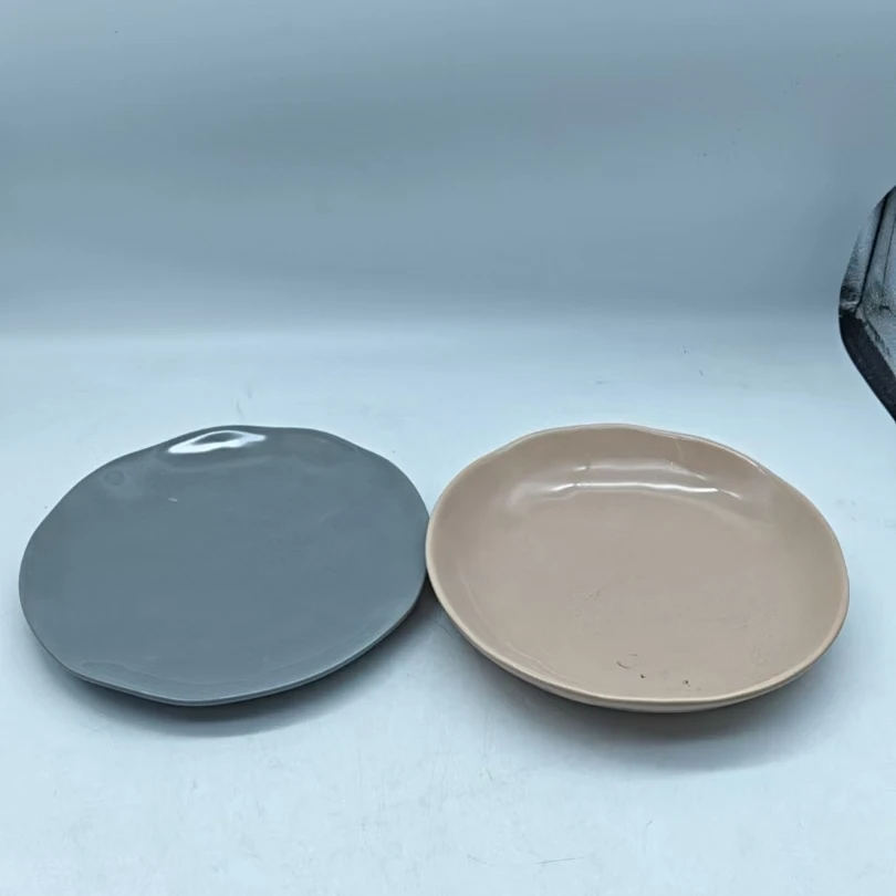 5722 两个盘（高边盘口径19.5，高3，浅盘口径19.5，高2）陶瓷餐具C12F