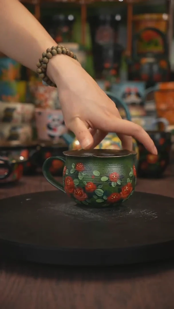 紫砂油画手绘釉下彩