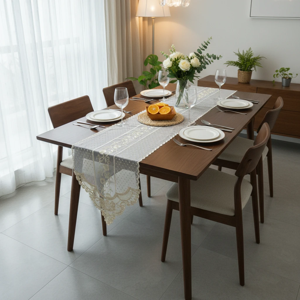 521A水溶绣高档桌旗餐桌茶几桌旗电视柜盖巾