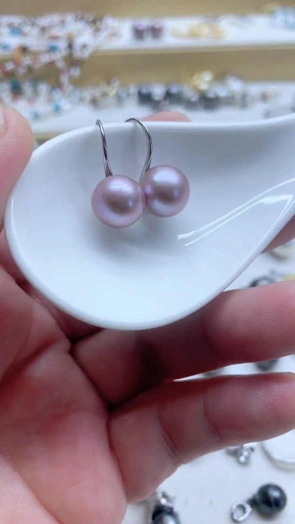 银S925镶嵌耳饰淡水珍珠11mm