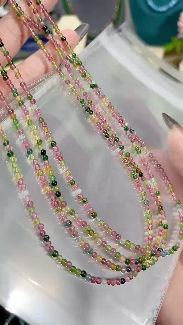 【闪购商品】碧玺颈饰银S925镶嵌小圆69