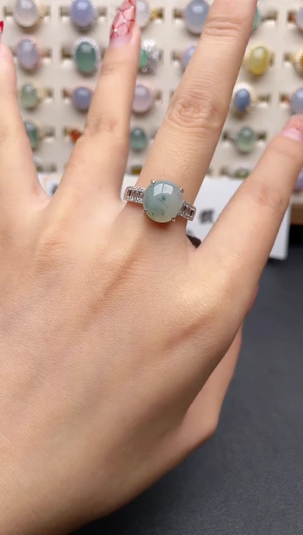 【闪购商品】翡翠戒指银S925镶嵌一物一证一礼盒