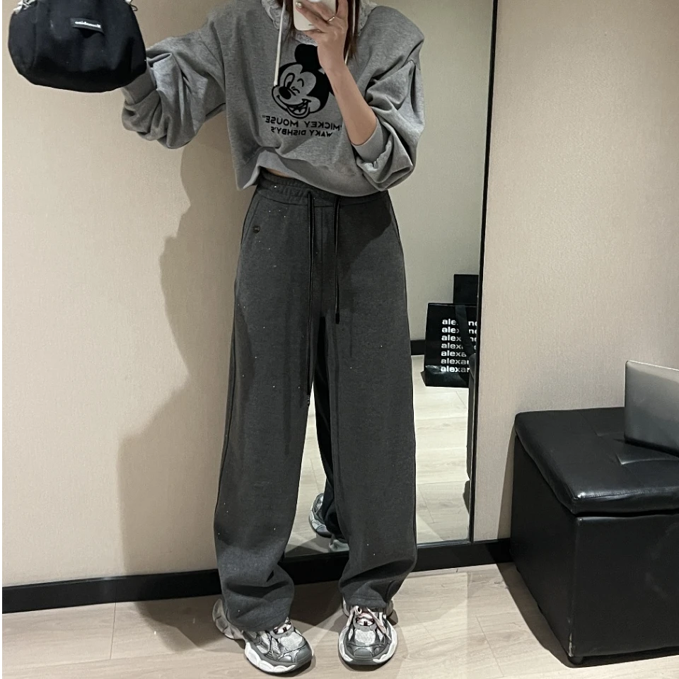 YD-[e*g加绒星光裤]25早春新款直筒休闲女卫裤