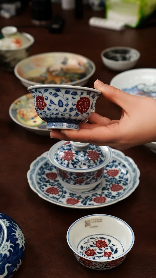 摆件陶景德镇瓷器，青花瓷手绘茶具~