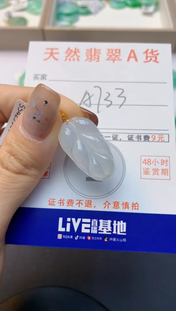 颈饰18K金镶嵌翡翠天然缅甸A货翡翠百元以上9元证书费自理