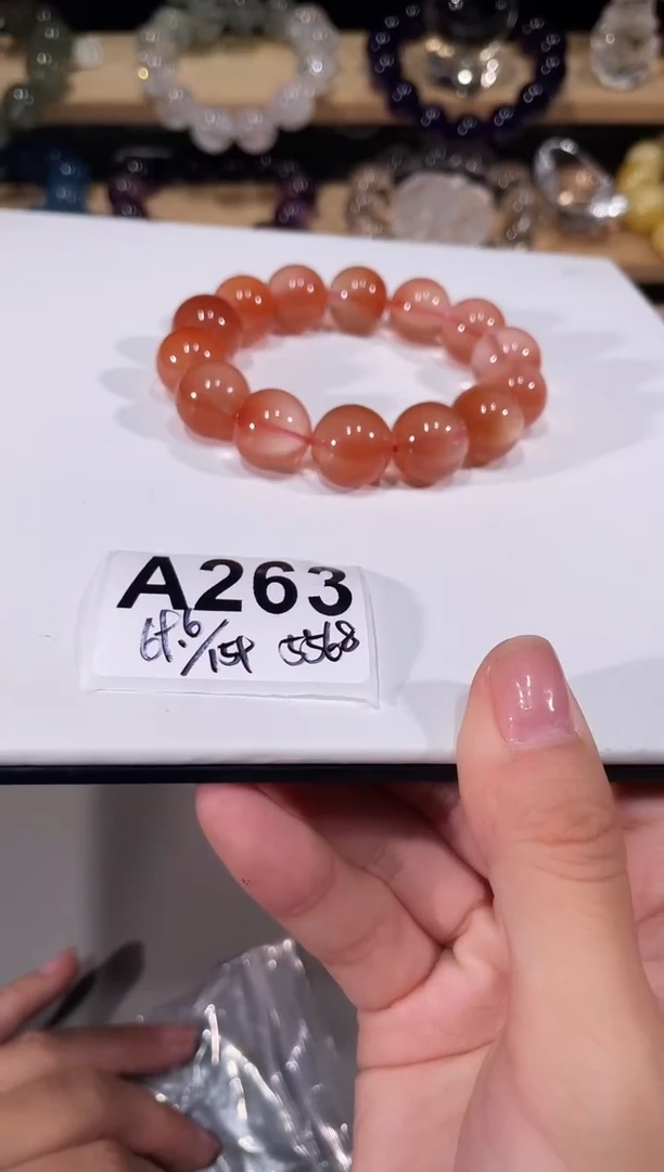 未镶嵌手链水晶A263红兔毛手链15+