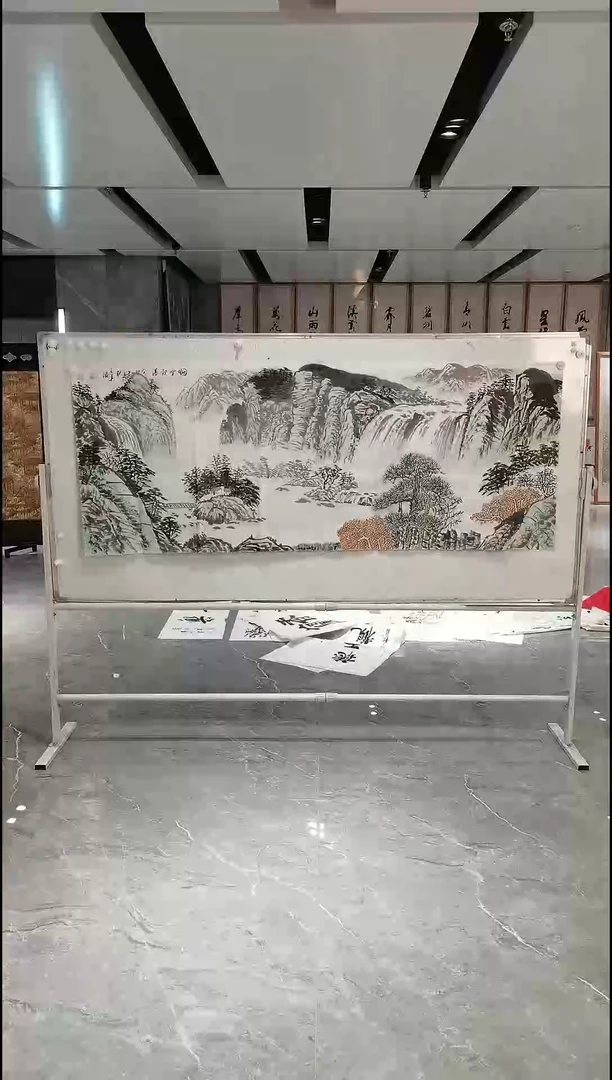 国画毛英波 小六尺 烟云观瀑
