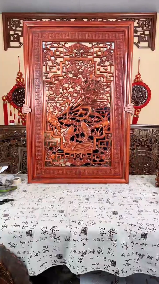 香樟木默认微瑕清仓处理，介意勿拍120*80福将双鱼福