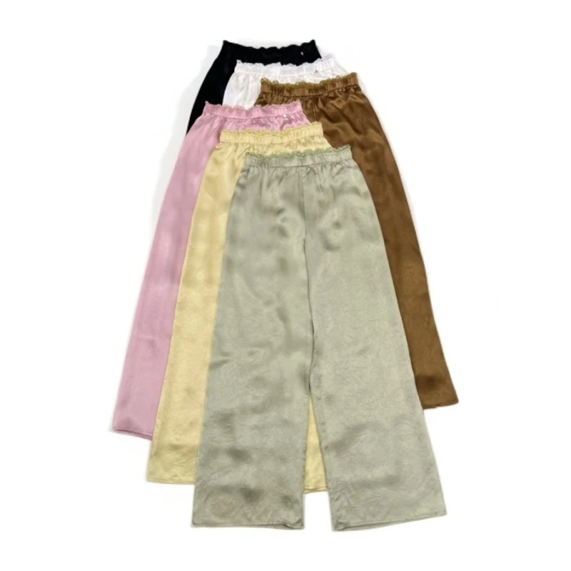 260089 夏季长裤透气阔腿裤松紧休闲裤中裤百搭直筒