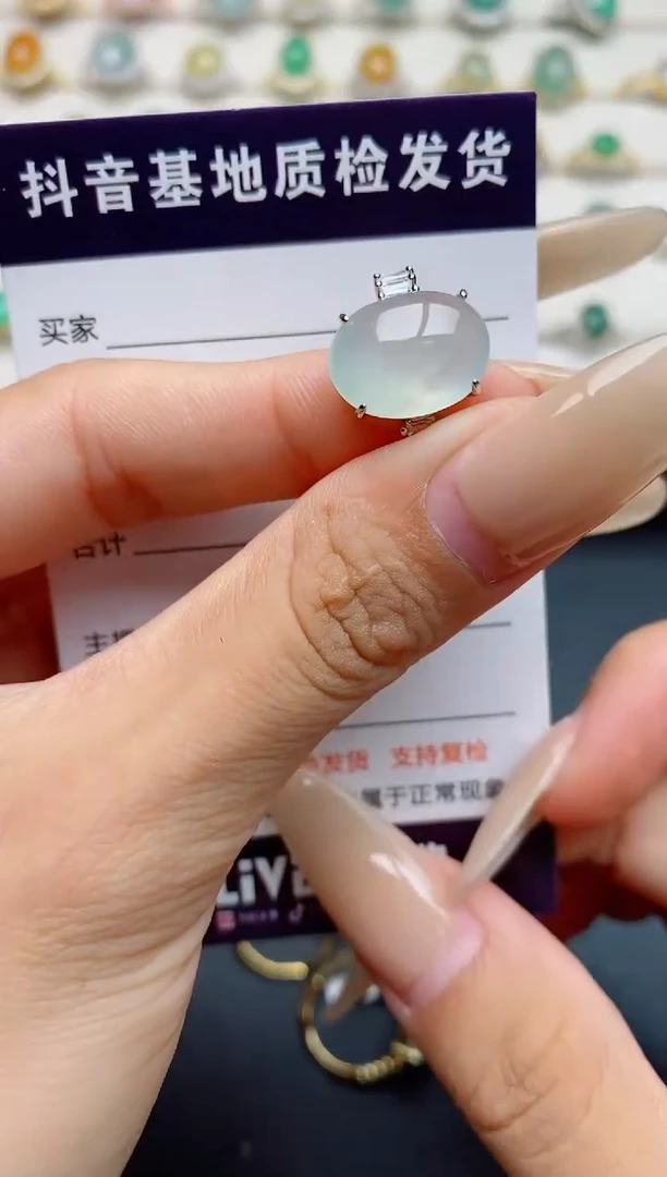 翡翠戒指银S925镶嵌.