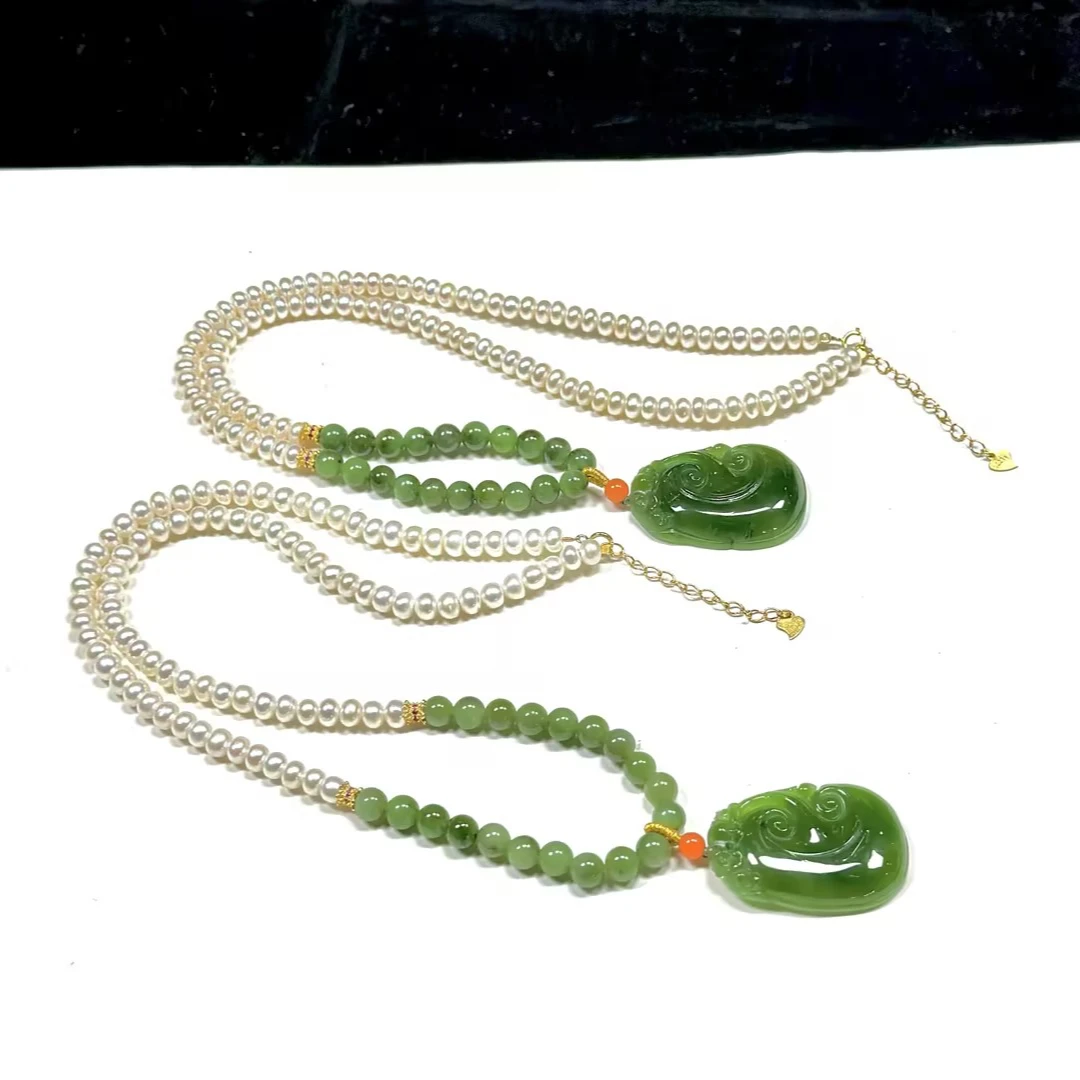 【CH】强珠光珍珠碧玉如意DIY项链-约5mm（多样性发其一）