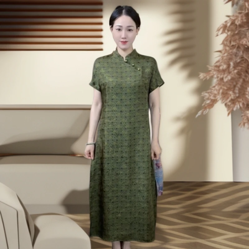 江南鑫雅阁【明月寻香】新中式双面双穿宽松显瘦改良旗袍长款连衣裙