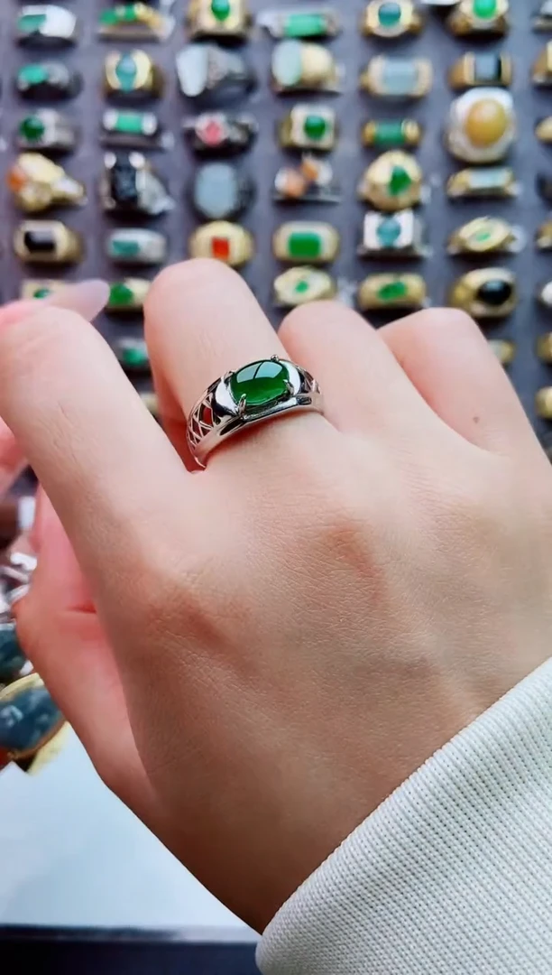 未镶嵌戒指翡翠天然翡翠男戒