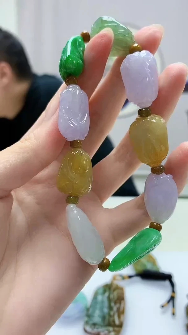 定制翡翠未镶嵌4898zm-毛货白菜手串167