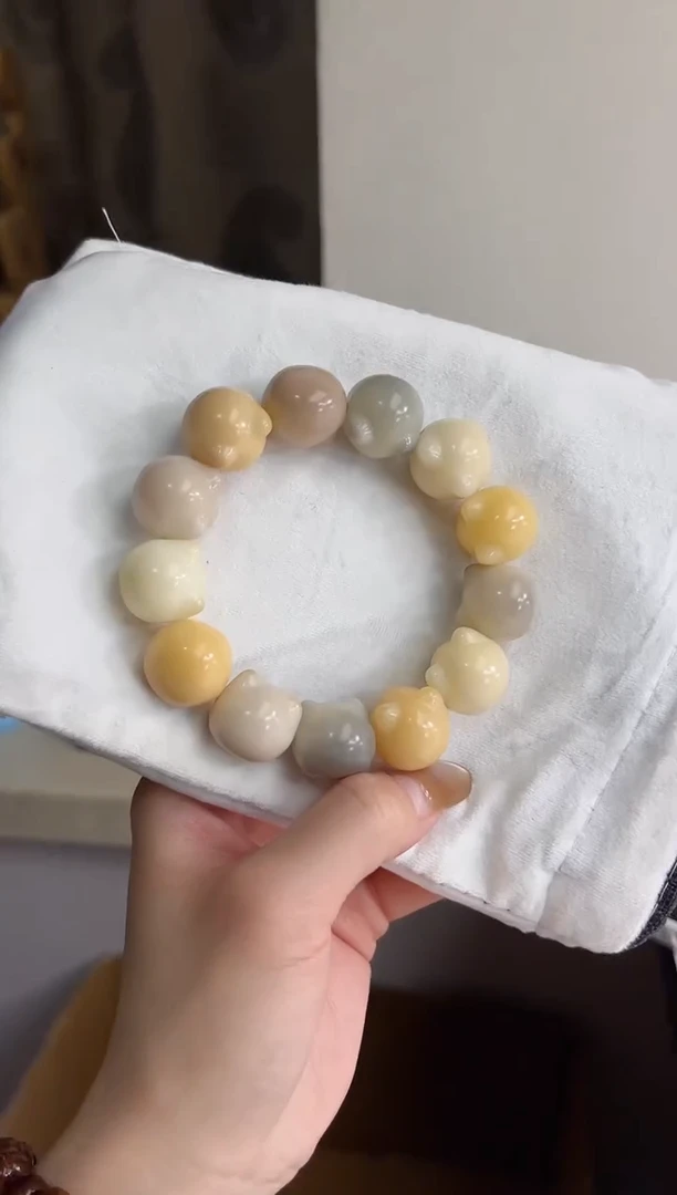 手串菩提根/象牙果沐92干磨横孔猫猫头18mm手串