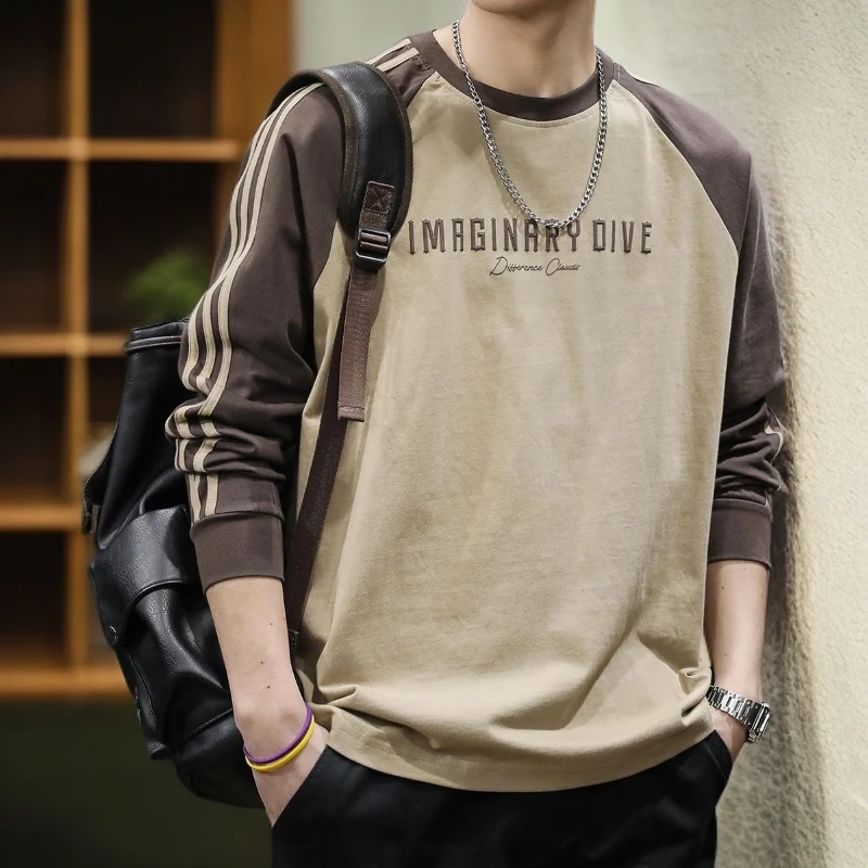 NYING男潮牌条纹长袖T恤宽松大尺码25年新款男士时尚美式覆古秋季