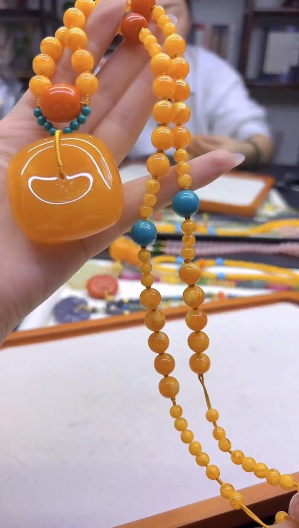 蜜蜡毛衣链未镶嵌DIY款M867