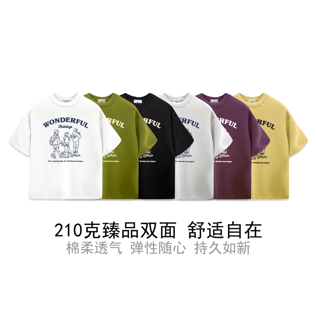 潮牌圆领短袖印花T恤卡通人物潮牌短袖情侣短袖男士男生夏天t恤