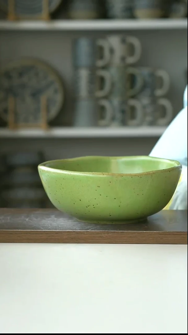 陶Dxc原野竹叶青面汤碗18cm@4-2@