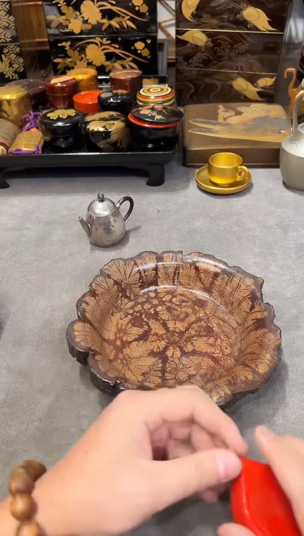 樱木瘤 华子缸 大漆漆器大漆漆器