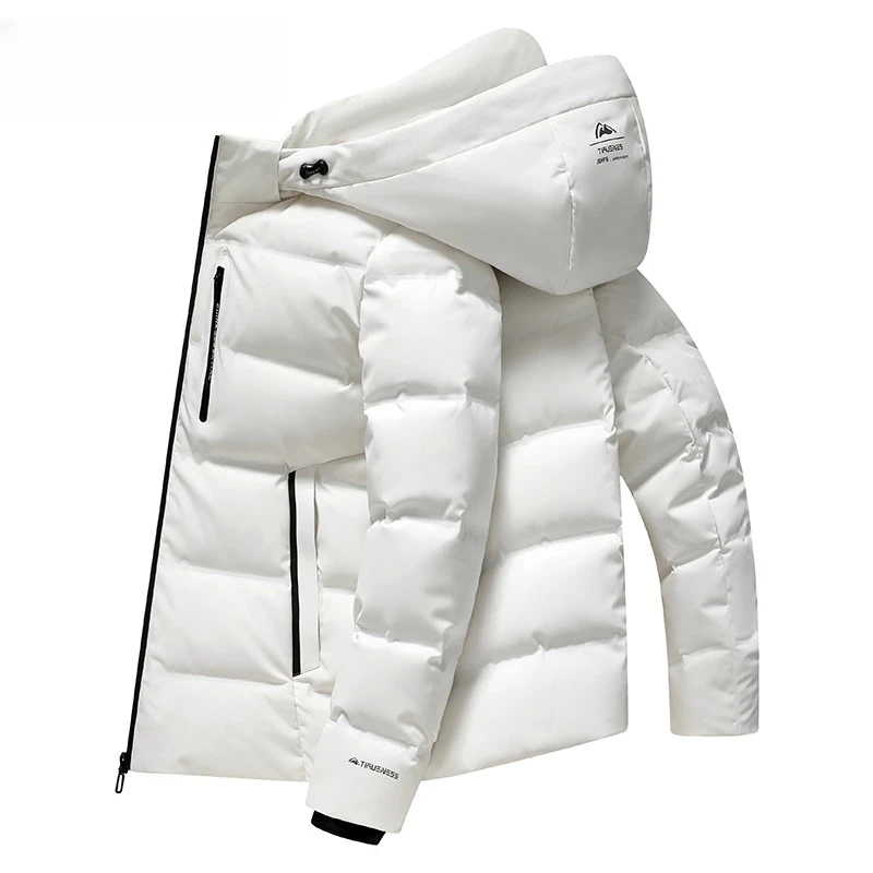加厚羽绒服男短款2025冬季新款白色连帽白鸭绒保暖男装时尚外套男