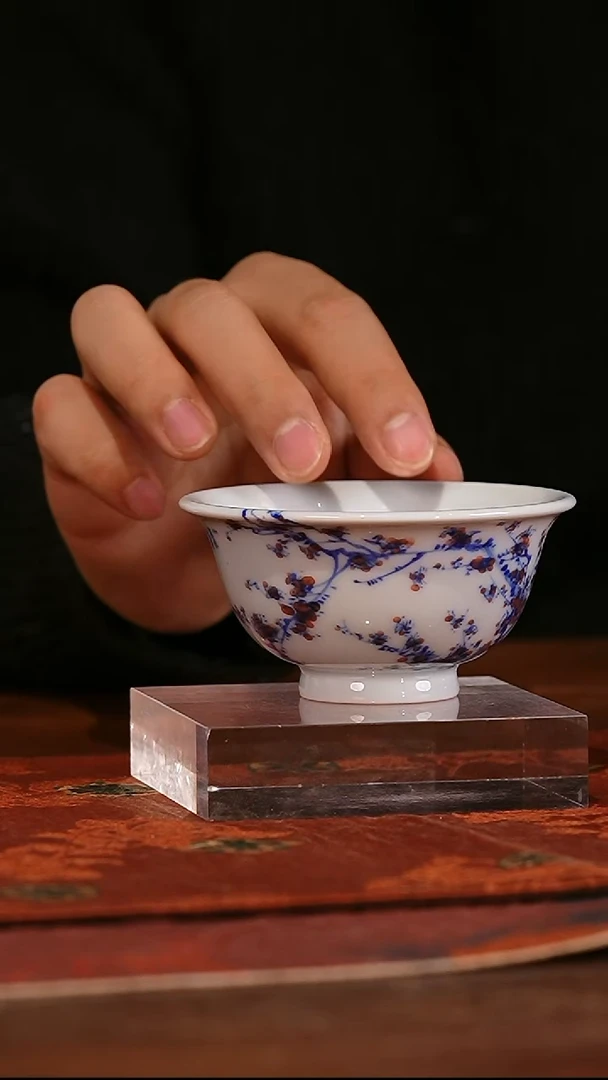 瓷姑娘-小桥窑墨梅题材-主人杯