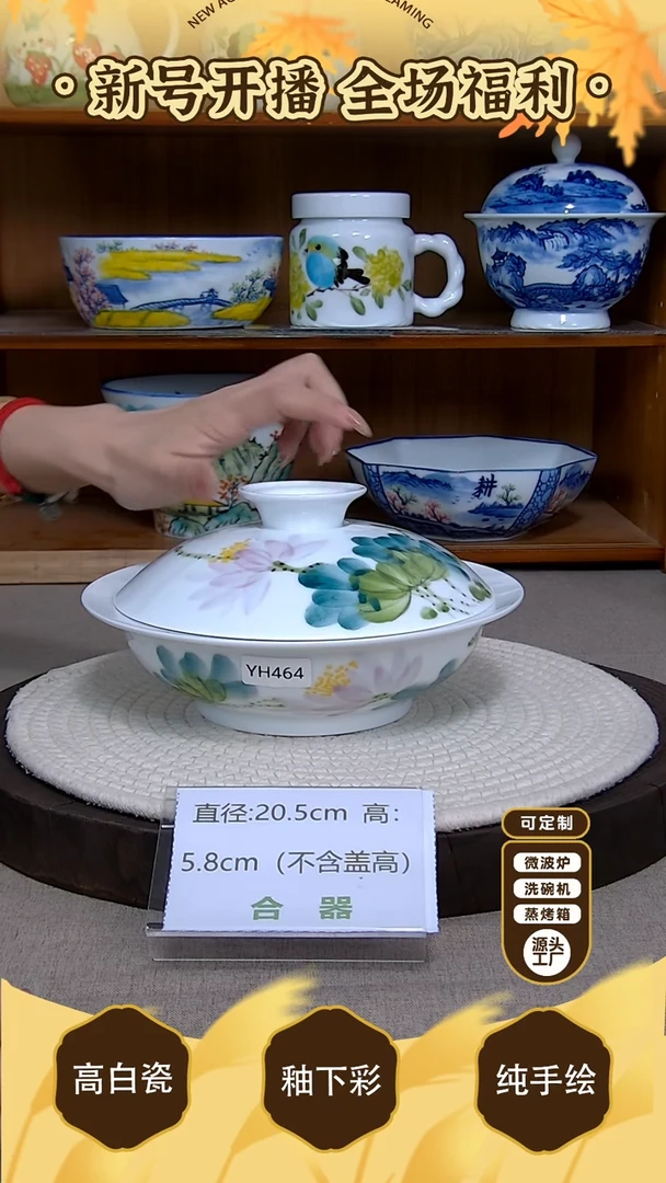 盘【陶源造】景德镇手绘釉下彩陶瓷餐具