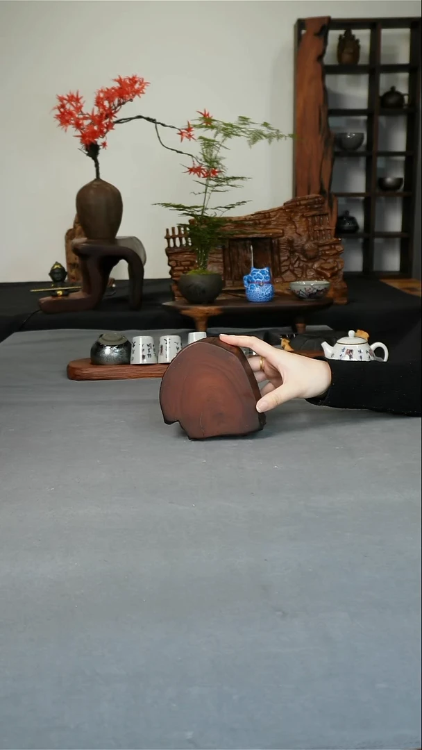 开播浮力 缅甸花梨木随形壶承