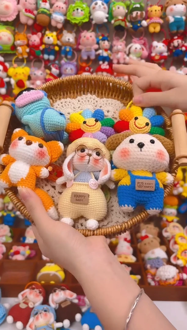 纯手工制作毛线钩织成品全家福